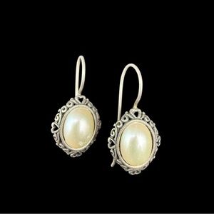 JEZ Sterling Pearl Drop Spike Earrings 2.7 grams